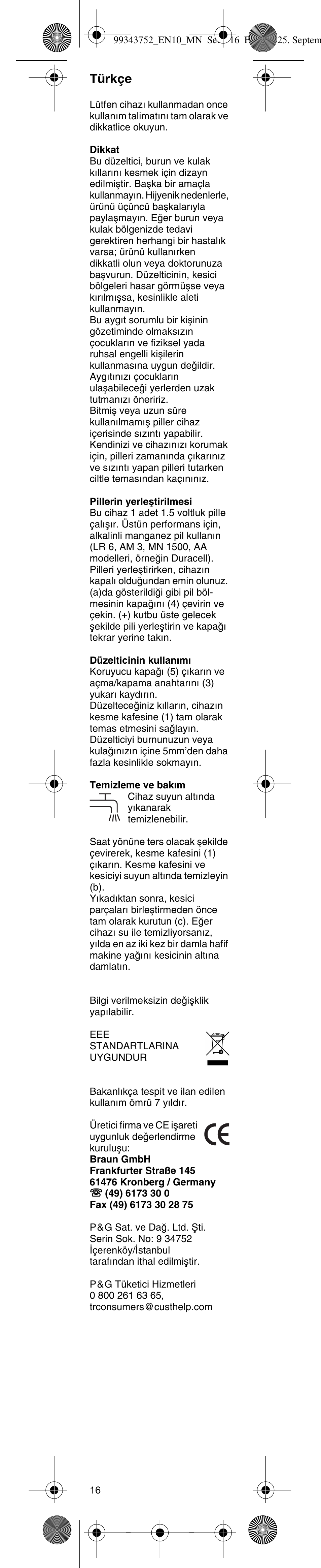 Türkçe | Braun EN10 User Manual | Page 15 / 17