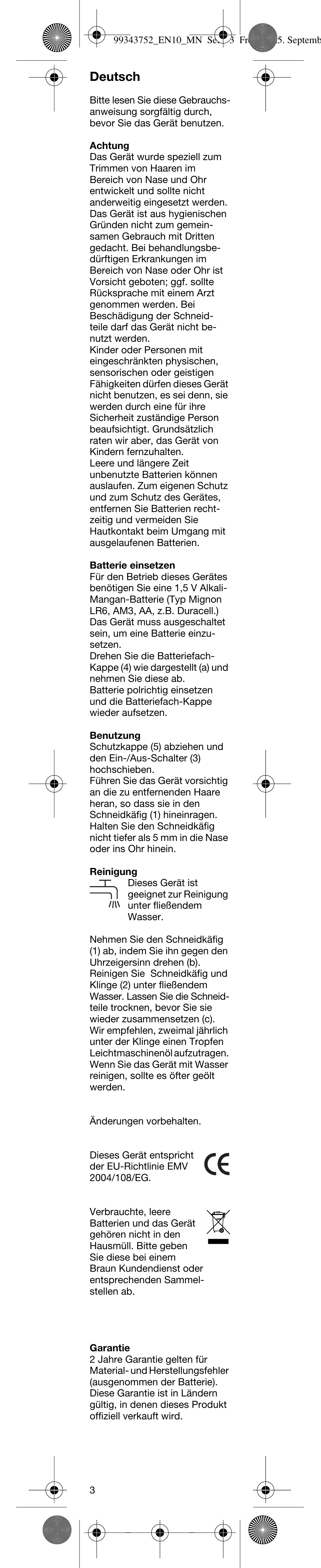 Deutsch | Braun EN10 User Manual | Page 3 / 17