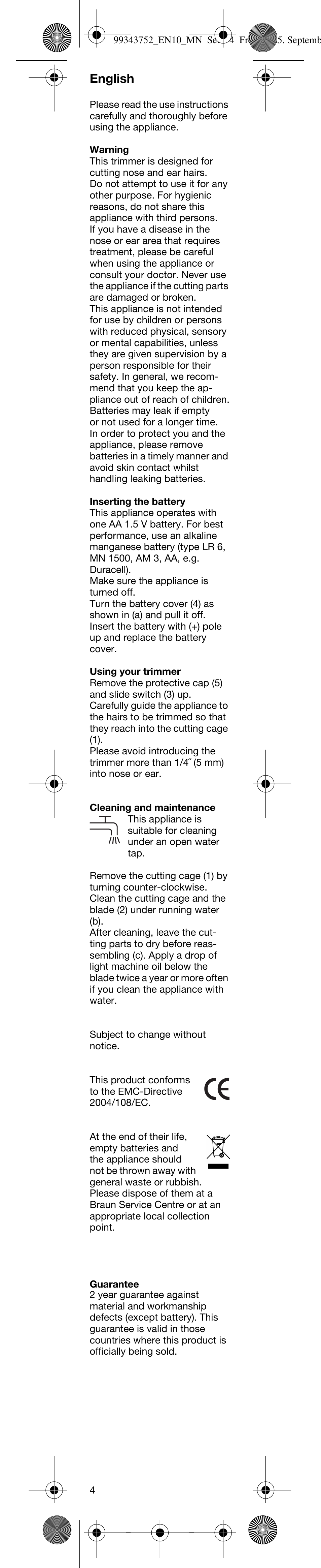 English | Braun EN10 User Manual | Page 4 / 17