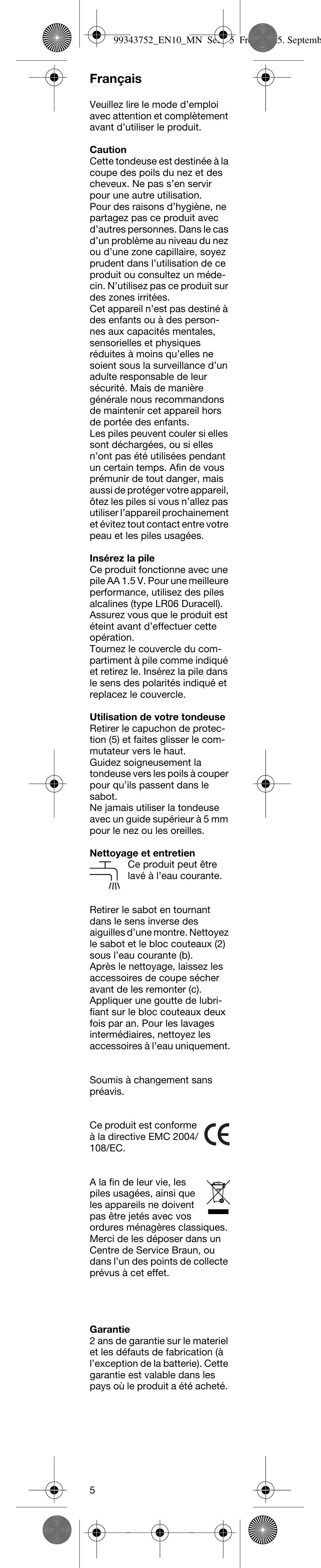 Français | Braun EN10 User Manual | Page 5 / 17