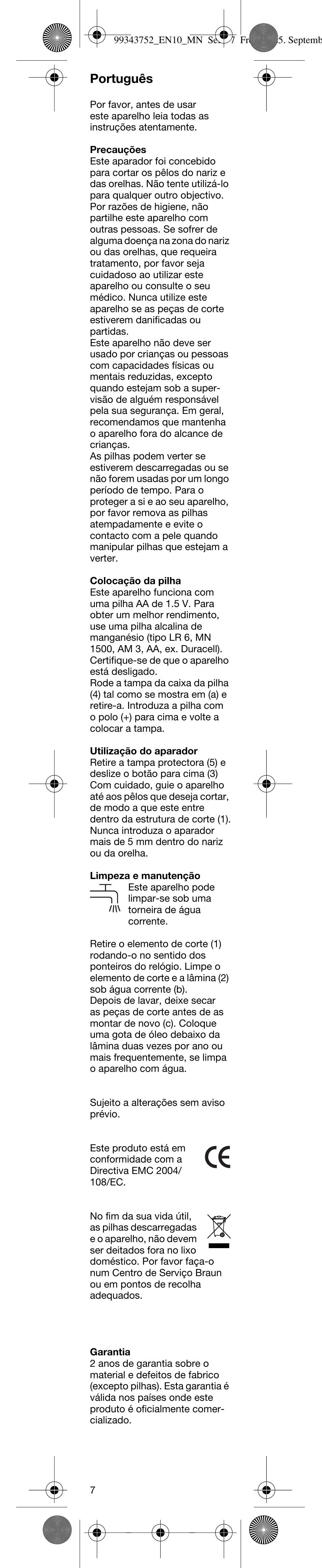 Português | Braun EN10 User Manual | Page 7 / 17