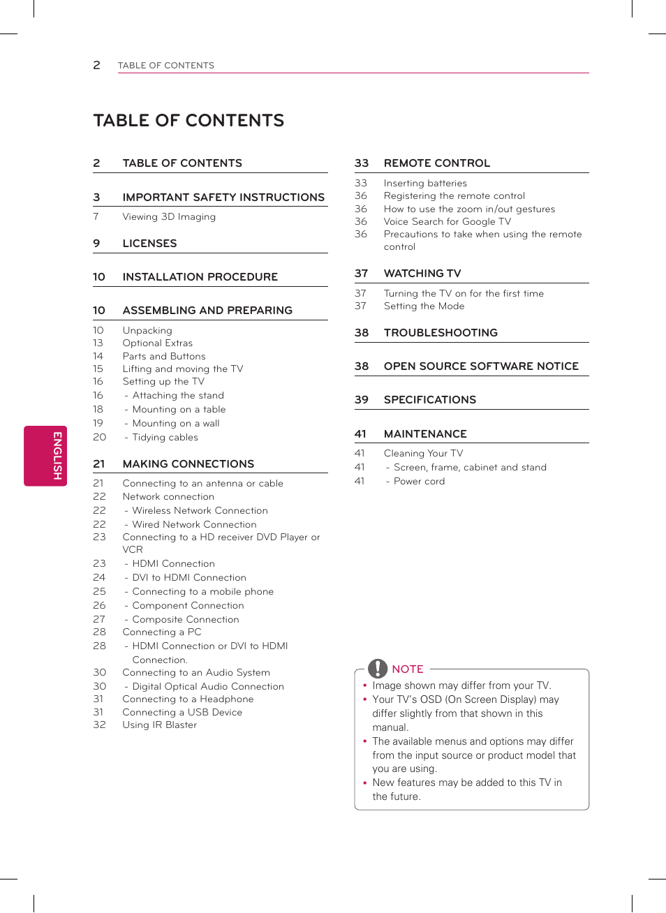 LG 60GA6400 User Manual | Page 2 / 56