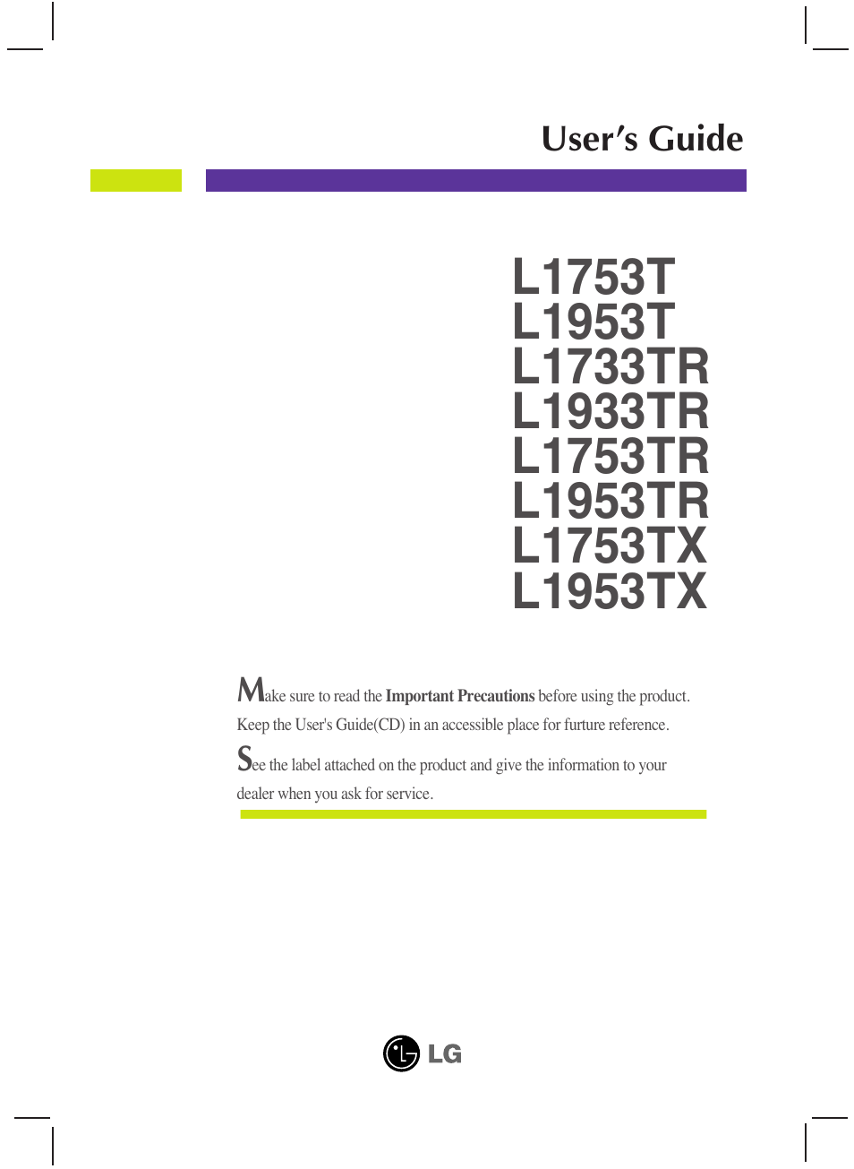 LG L1933TR-SF User Manual | 26 pages