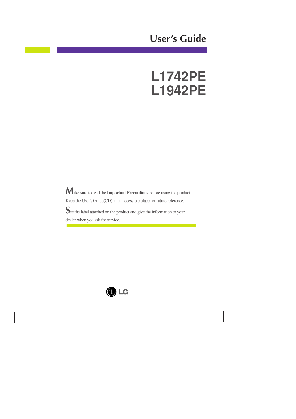 LG L1942PE-BS User Manual | 25 pages