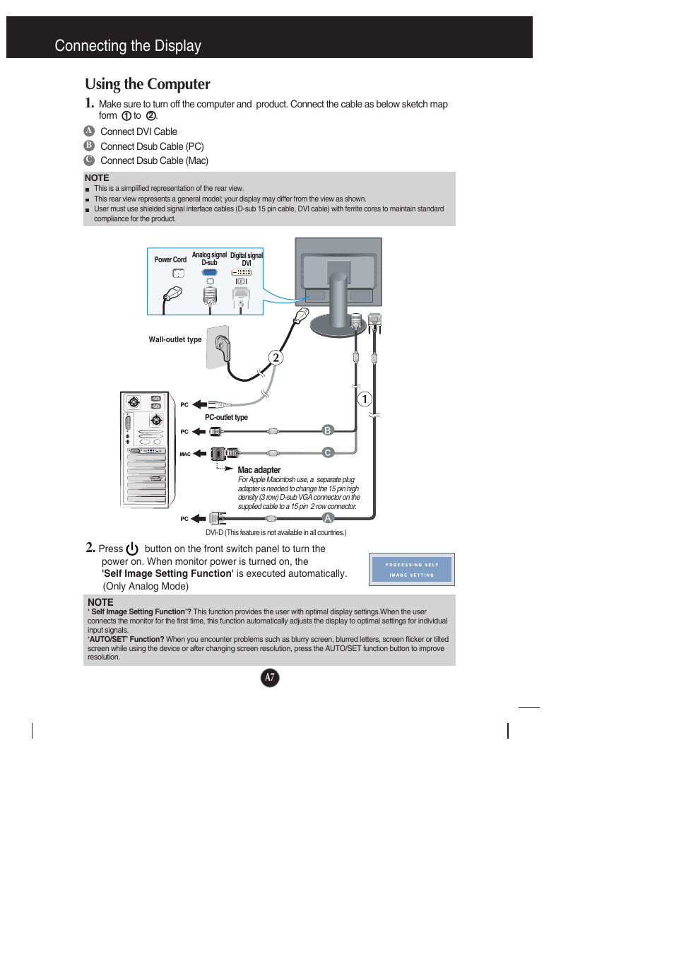 Using the computer, Connecting the display | LG L1942PE-BS User Manual | Page 8 / 25