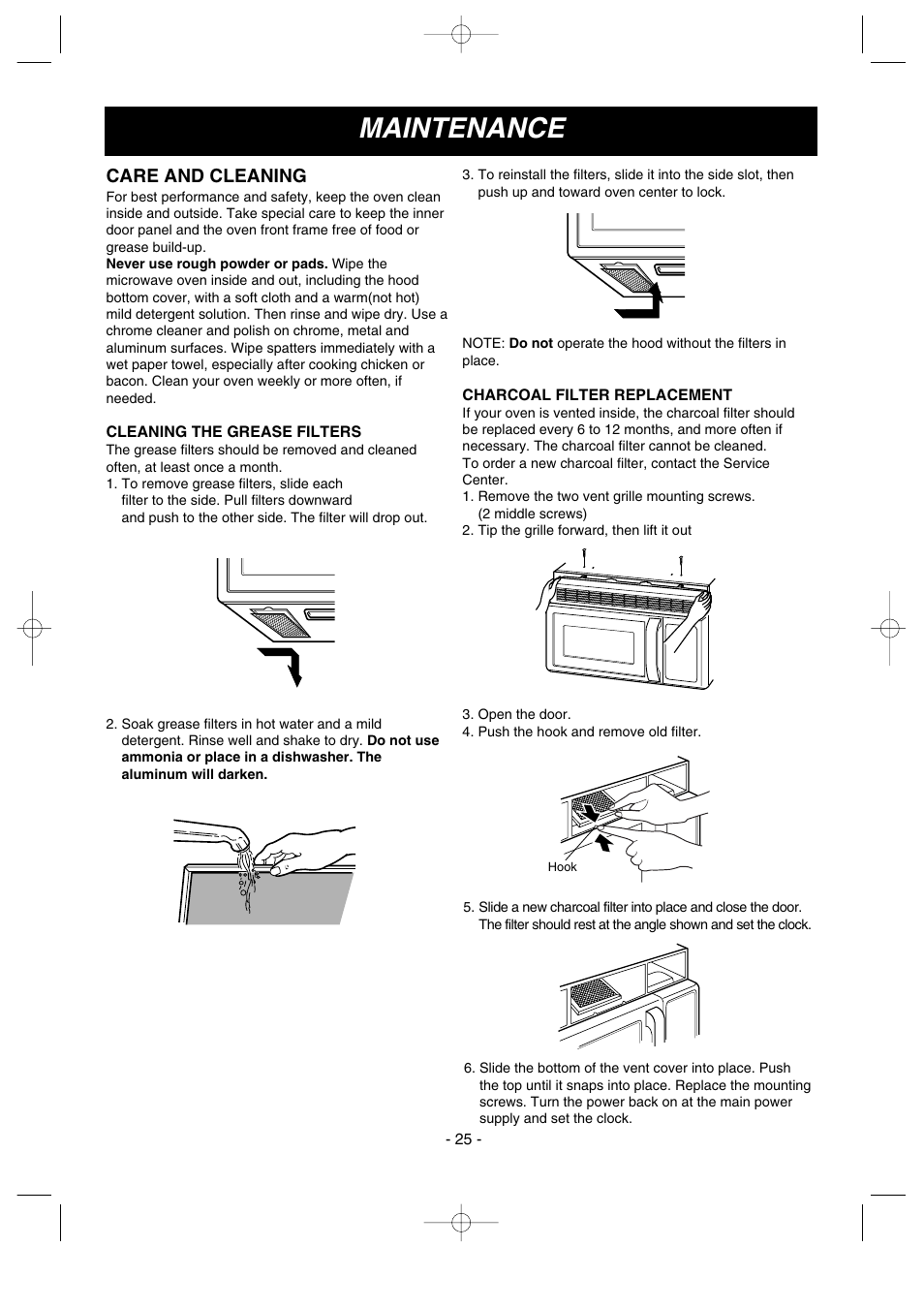 Maintenance, Care and cleaning | LG MV1502B User Manual | Page 25 / 30