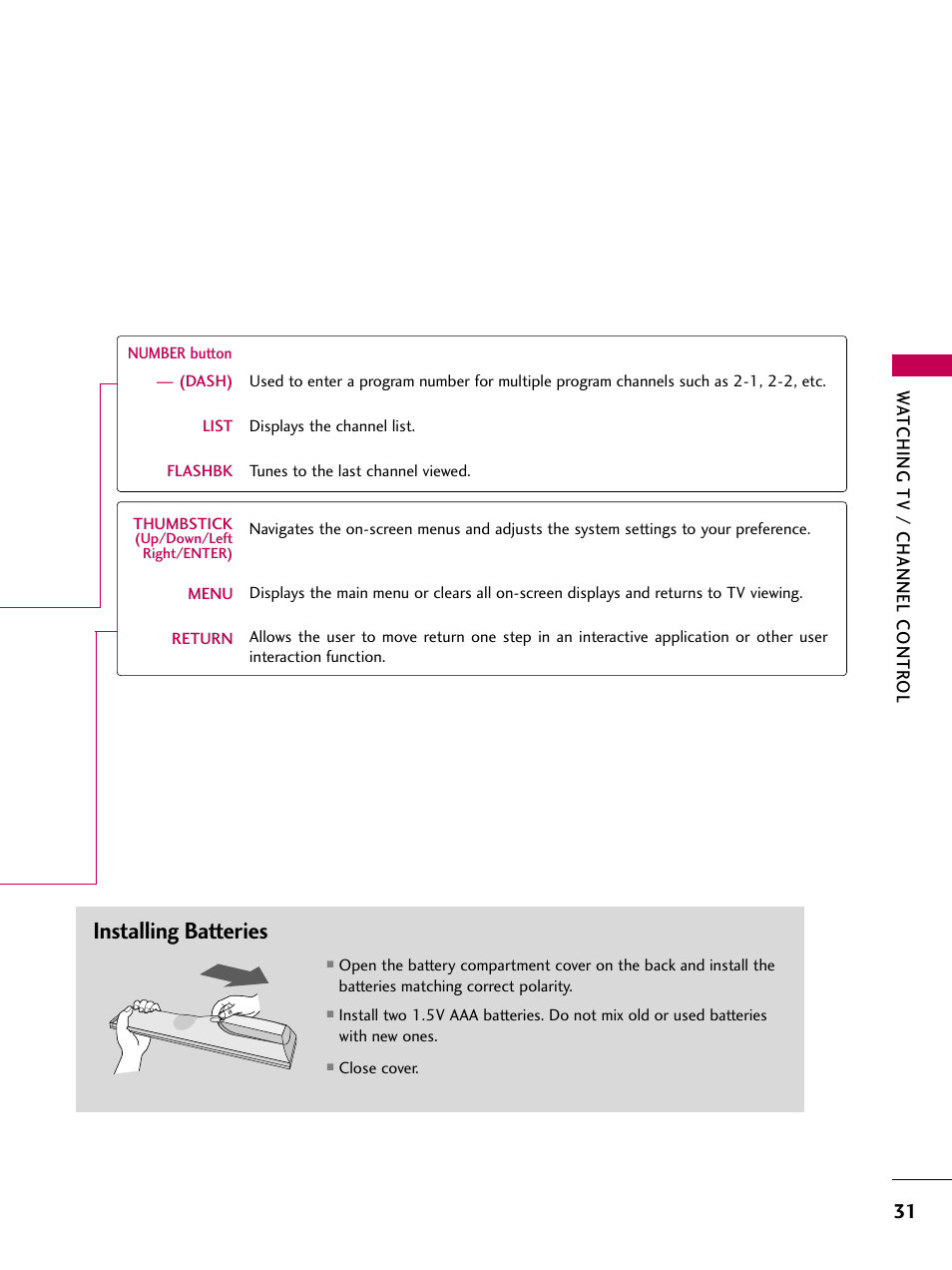 Installing batteries | LG 60PS11 User Manual | Page 33 / 115