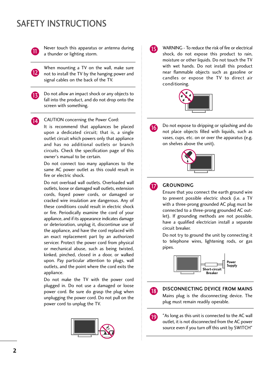Safety instructions | LG 60PS11 User Manual | Page 4 / 115