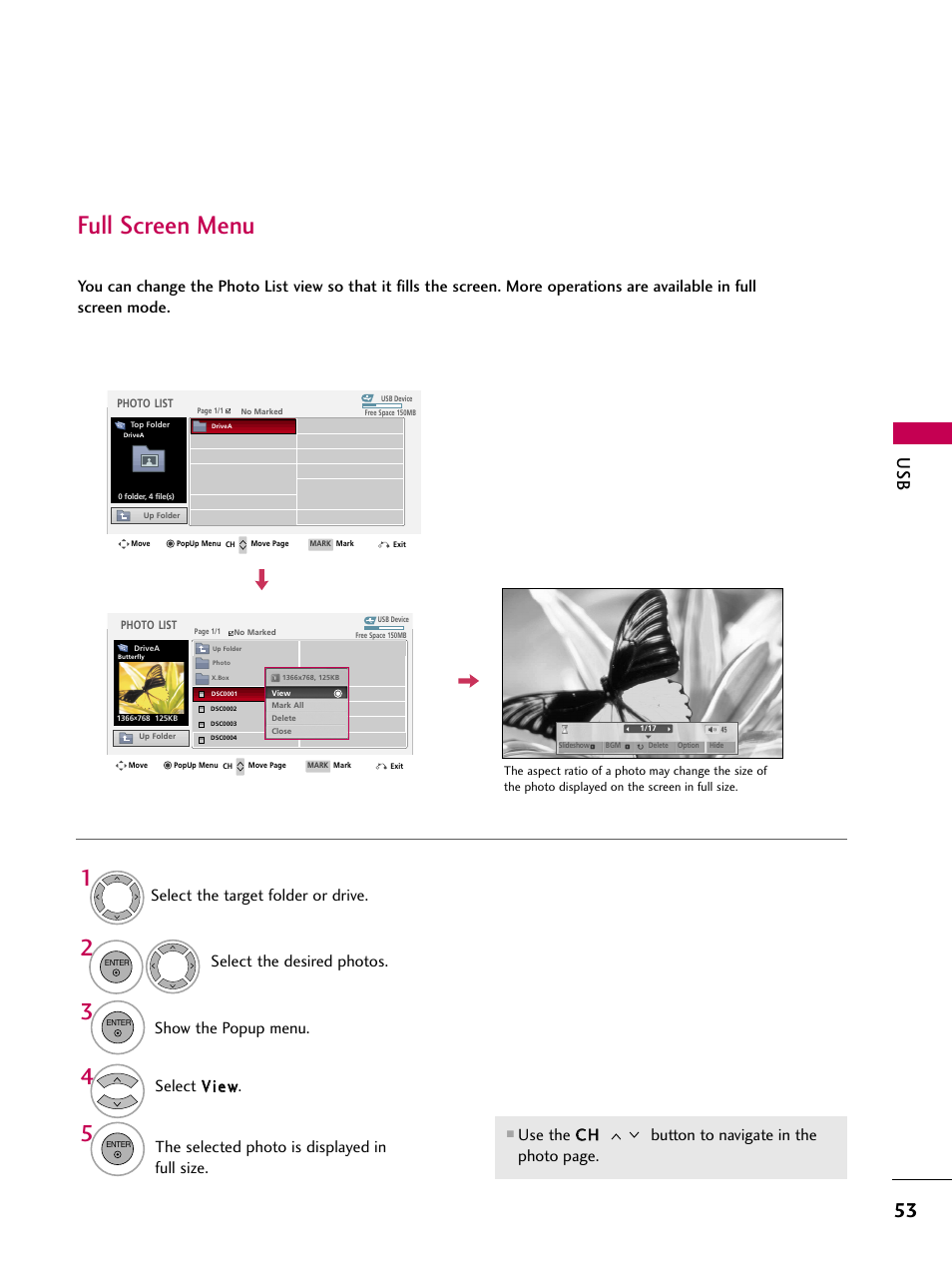 Full screen menu | LG 60PS11 User Manual | Page 55 / 115