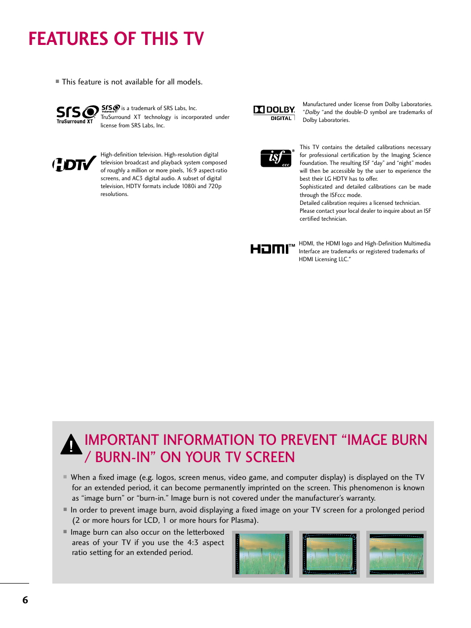 Features of this tv | LG 60PS11 User Manual | Page 8 / 115