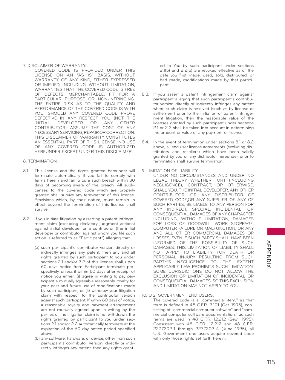 Ap p en d ix | LG 42LD320H User Manual | Page 115 / 212