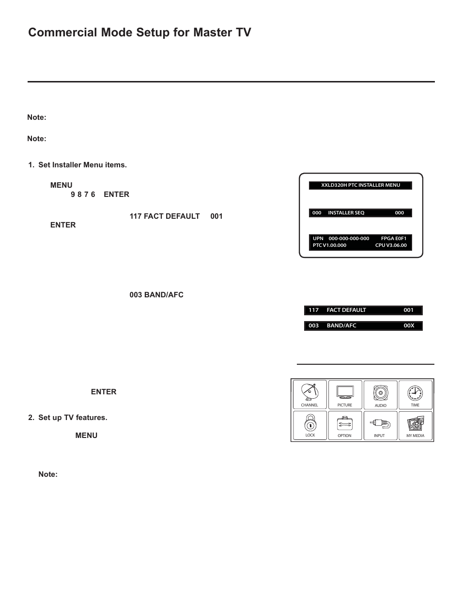 Commercial mode setup for master tv | LG 42LD320H User Manual | Page 129 / 212