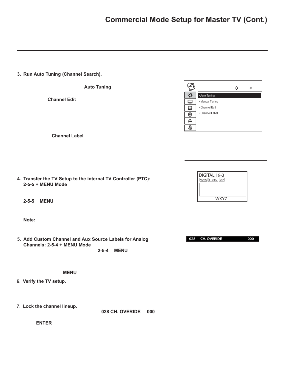 Commercial mode setup for master tv (cont.) | LG 42LD320H User Manual | Page 130 / 212