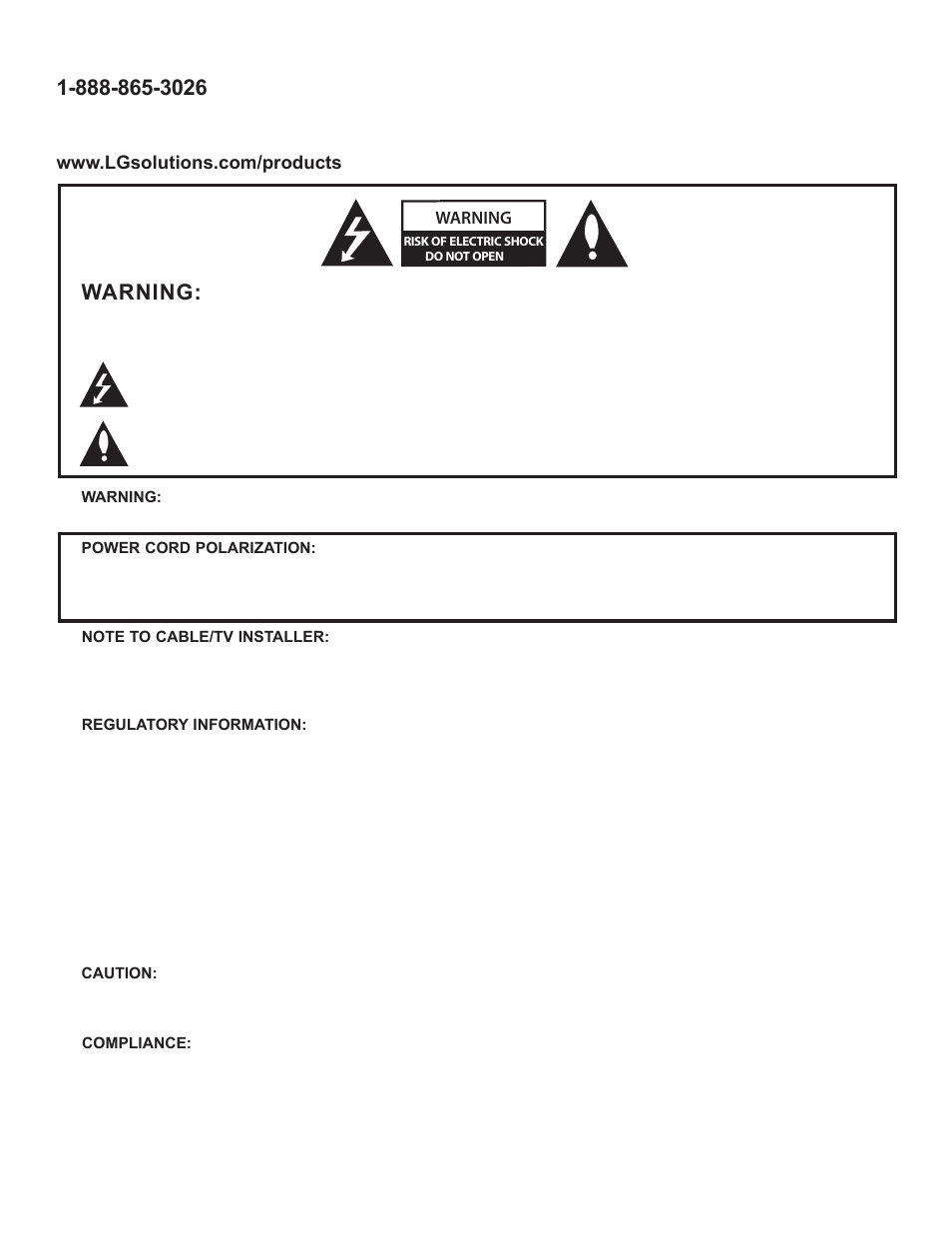 Warning | LG 42LD320H User Manual | Page 166 / 212