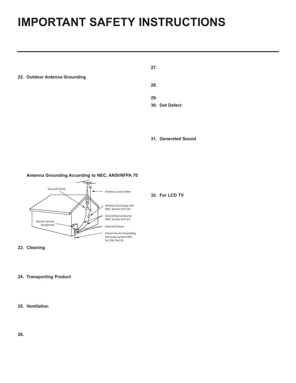 Important safety instructions | LG 42LD320H User Manual | Page 168 / 212