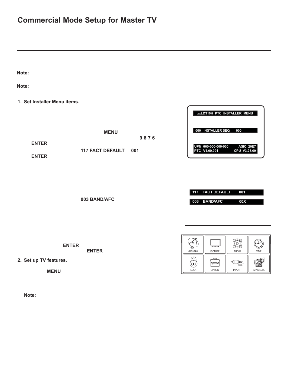 Commercial mode setup for master tv | LG 42LD320H User Manual | Page 176 / 212