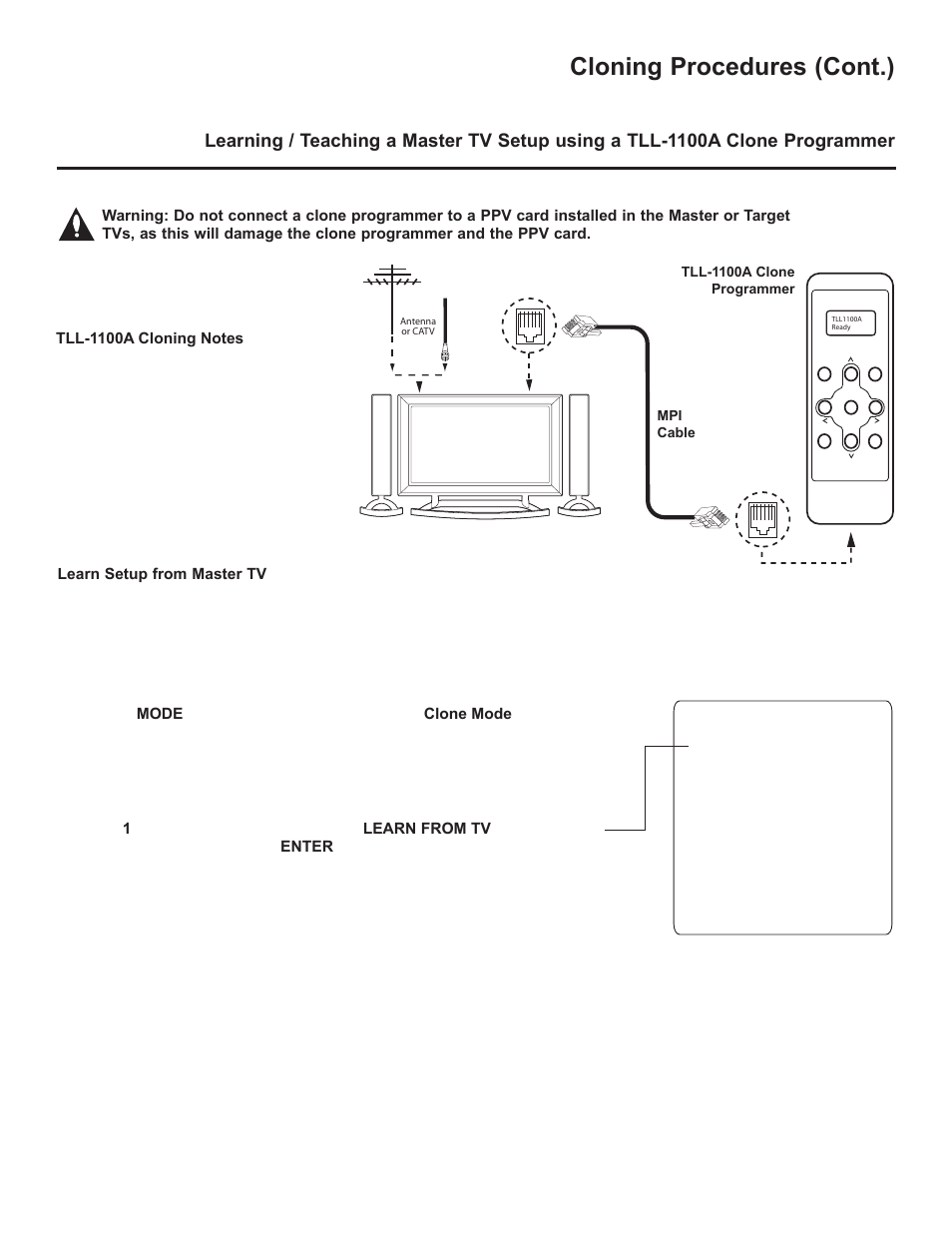 Cloning procedures (cont.) | LG 42LD320H User Manual | Page 189 / 212
