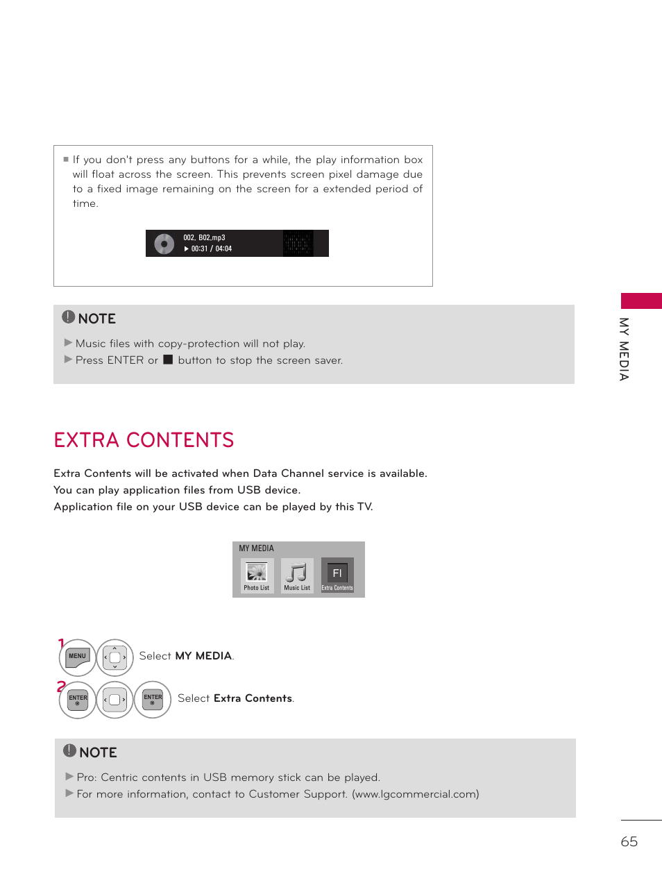 Extra contents | LG 42LD320H User Manual | Page 65 / 212