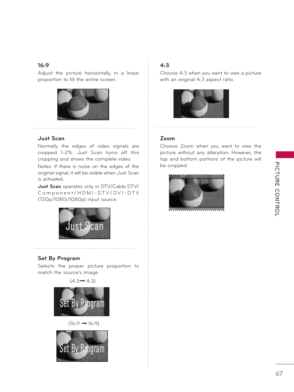 Just scan, Set by program | LG 42LD320H User Manual | Page 67 / 212