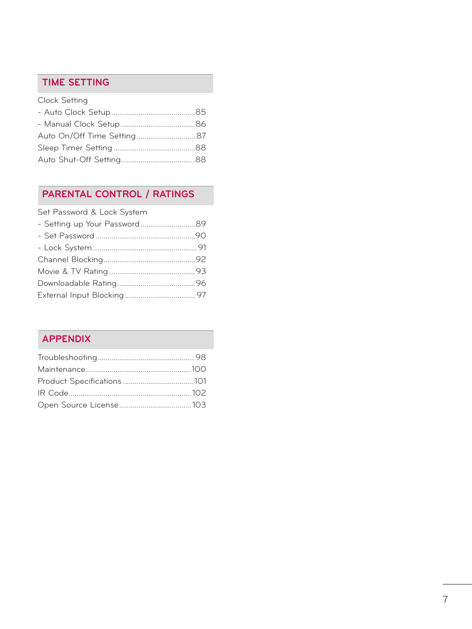 LG 42LD320H User Manual | Page 7 / 212