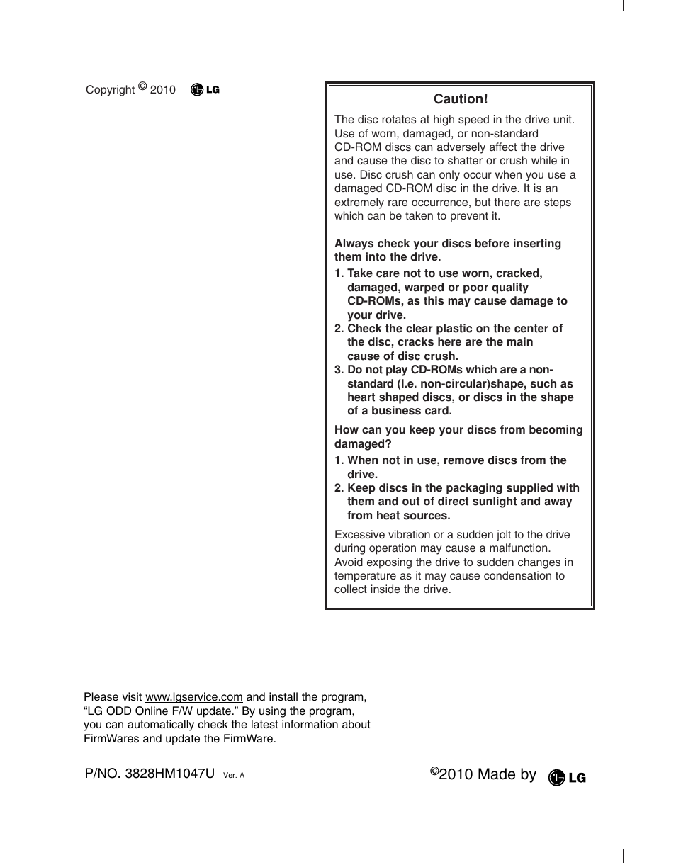 2010 made by | LG GH24LS70 User Manual | Page 13 / 13