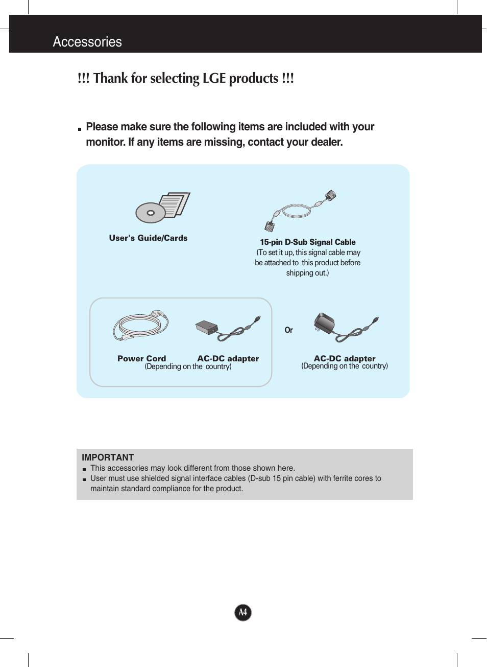 Accessories | LG W2230S-PF User Manual | Page 5 / 22