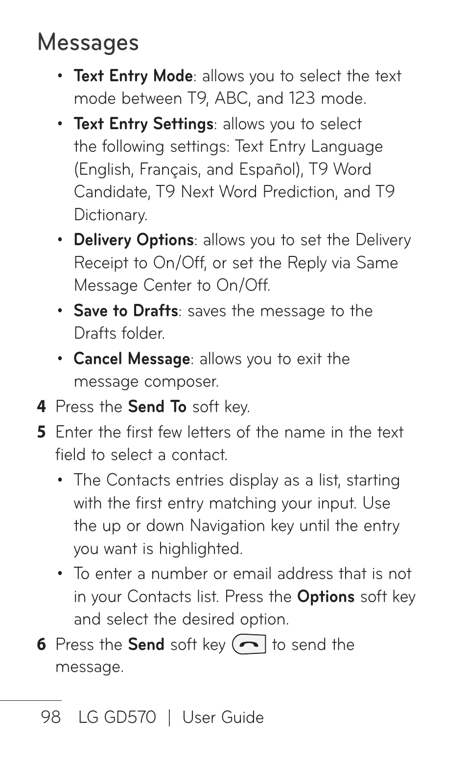 Messages | LG GD570 User Manual | Page 100 / 174