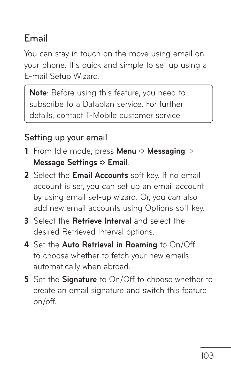 Email | LG GD570 User Manual | Page 105 / 174