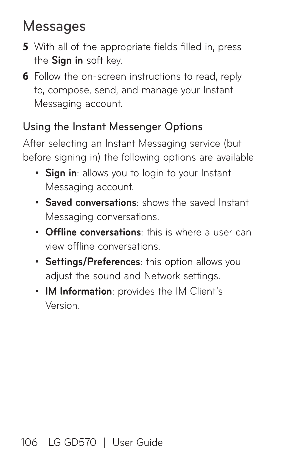 Messages | LG GD570 User Manual | Page 108 / 174