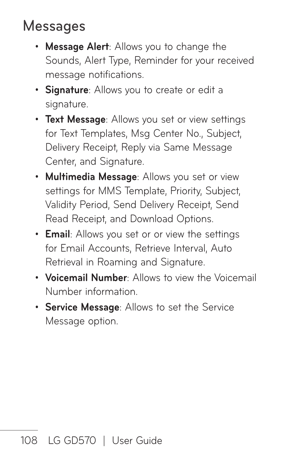 Messages | LG GD570 User Manual | Page 110 / 174