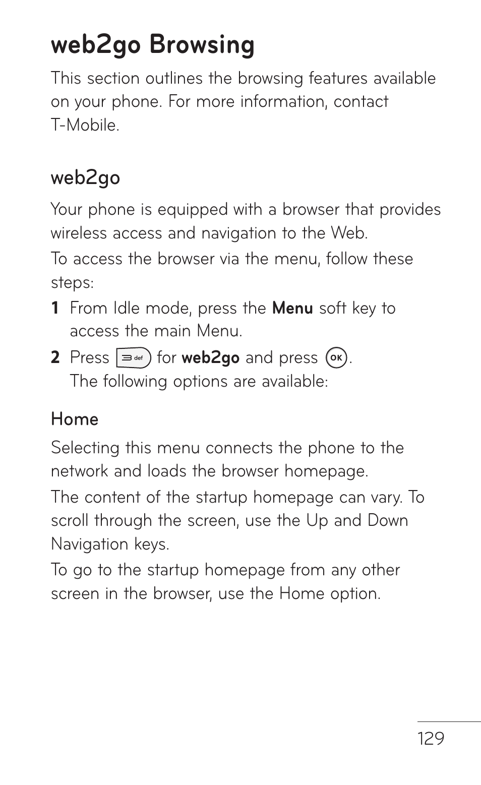 Web2go browsing, Web2go | LG GD570 User Manual | Page 131 / 174