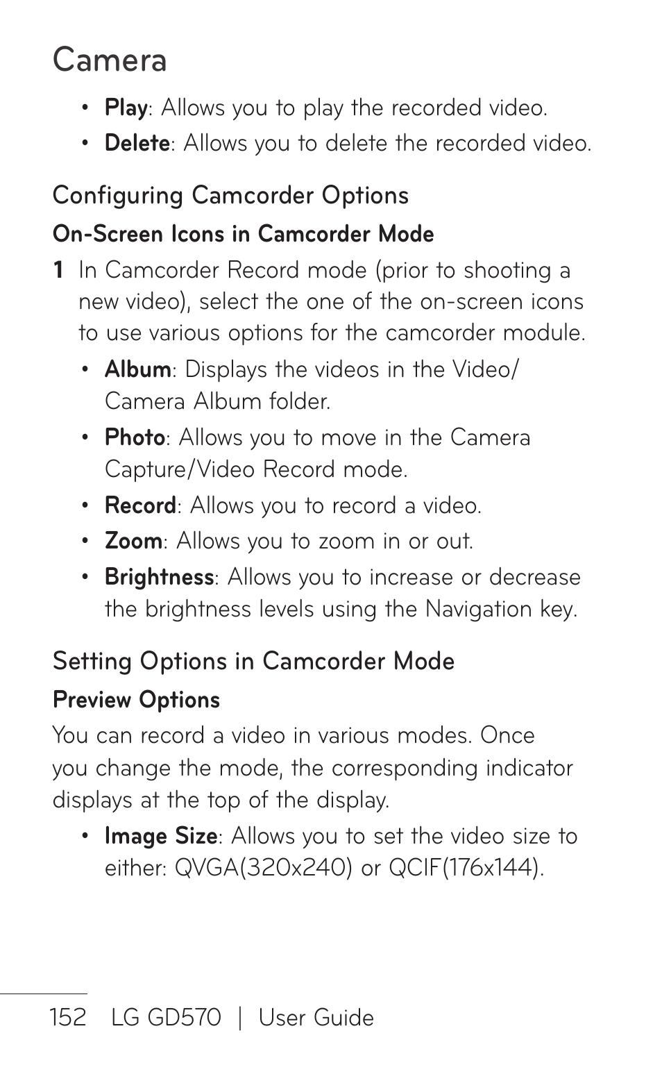 Camera | LG GD570 User Manual | Page 154 / 174