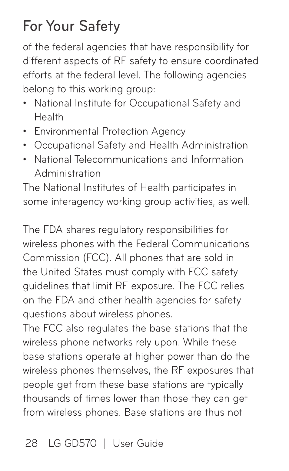 For your safety | LG GD570 User Manual | Page 30 / 174