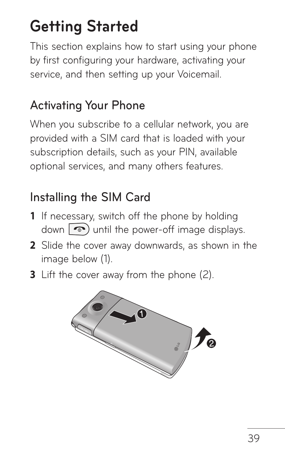 Getting started | LG GD570 User Manual | Page 41 / 174