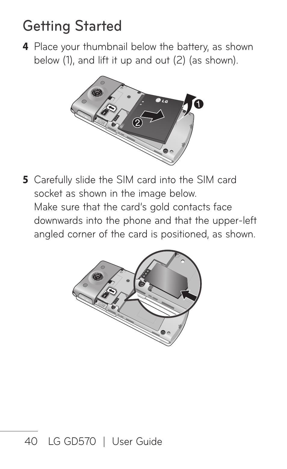 Getting started | LG GD570 User Manual | Page 42 / 174
