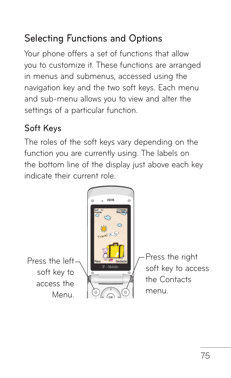 Selecting functions and options | LG GD570 User Manual | Page 77 / 174