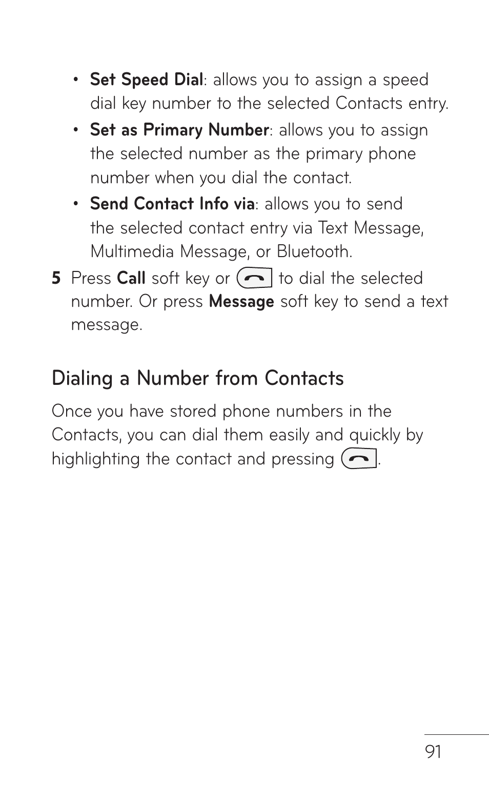 Dialing a number from contacts | LG GD570 User Manual | Page 93 / 174