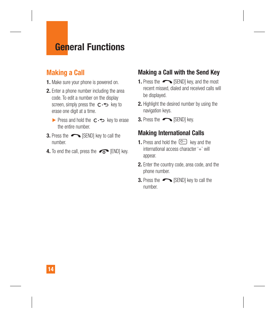 General functions, Making a call | LG GU295 User Manual | Page 18 / 258