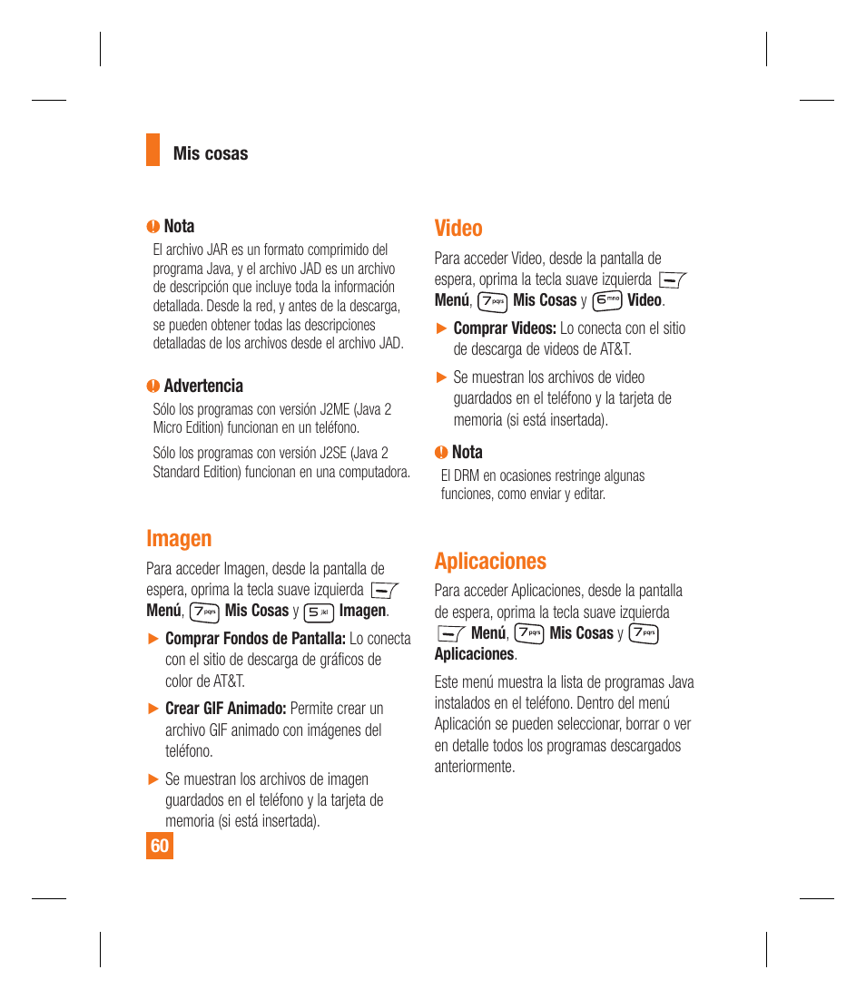 Imagen, Video, Aplicaciones | LG GU295 User Manual | Page 186 / 258