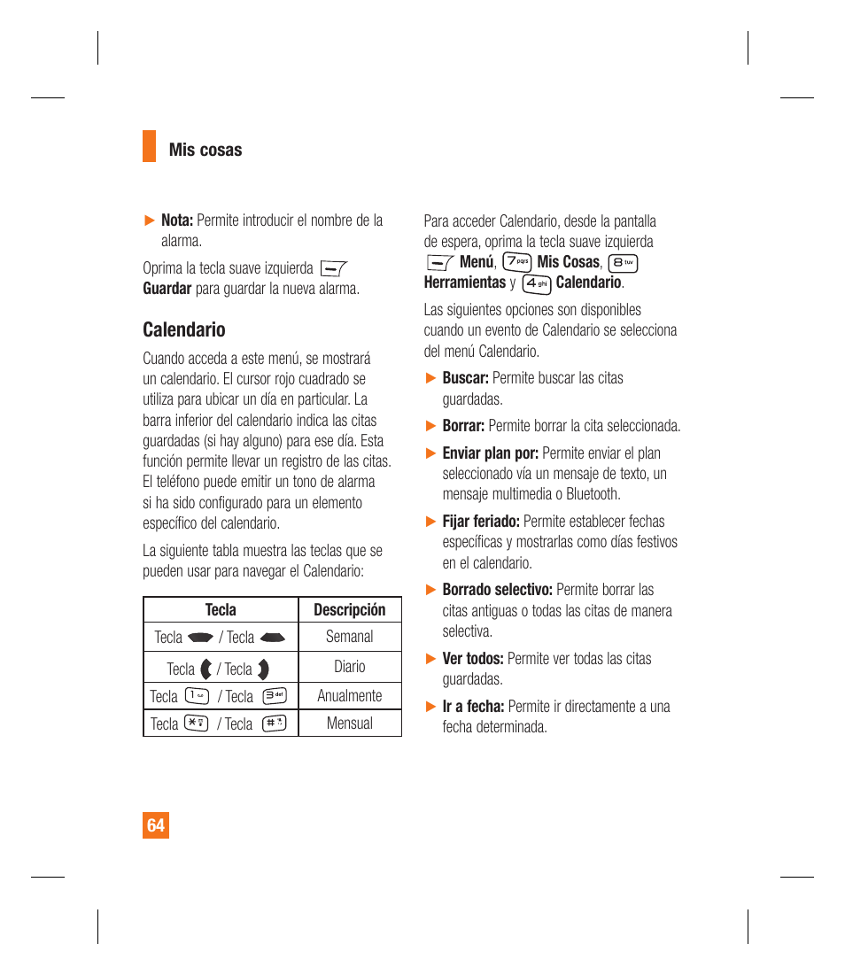 Calendario | LG GU295 User Manual | Page 190 / 258