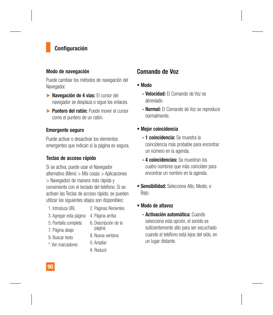 Comando de voz | LG GU295 User Manual | Page 216 / 258