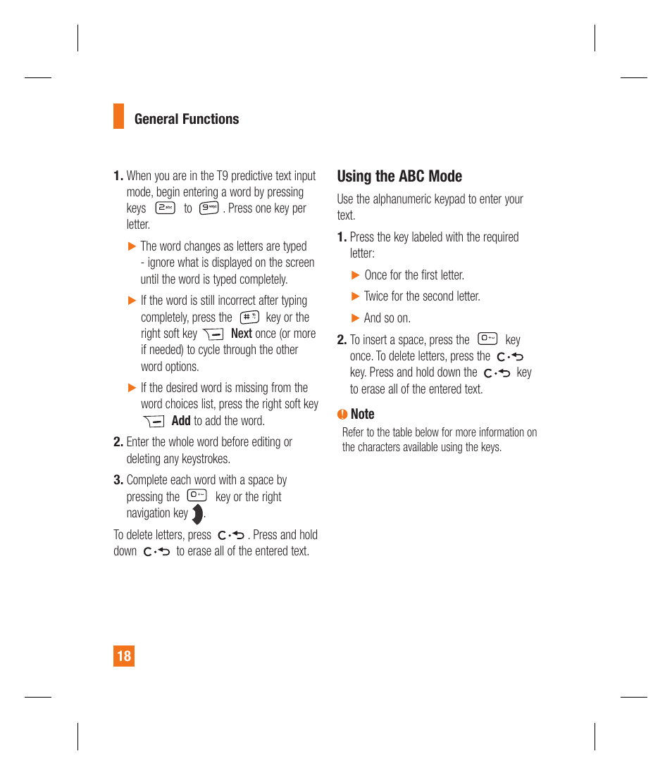 Using the abc mode | LG GU295 User Manual | Page 22 / 258