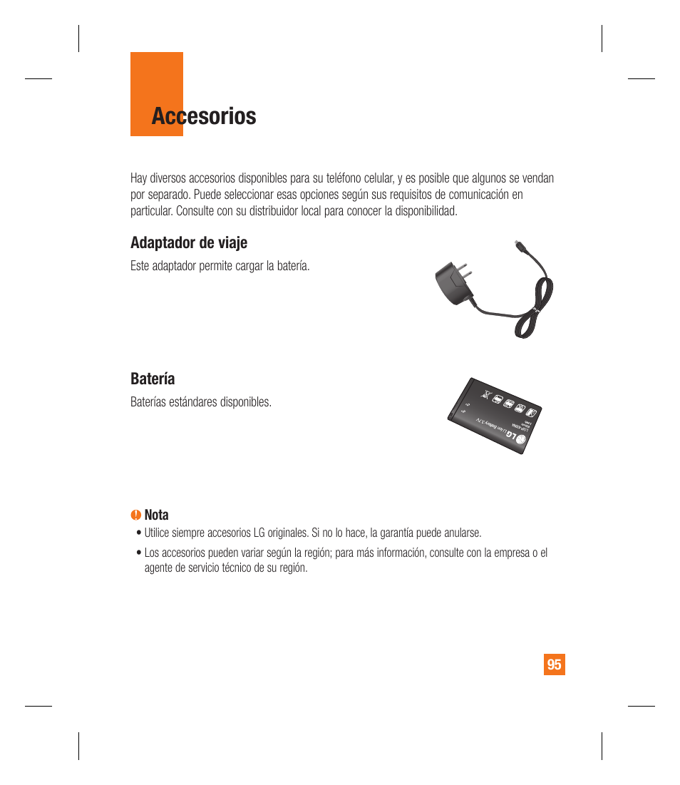 Accesorios | LG GU295 User Manual | Page 221 / 258