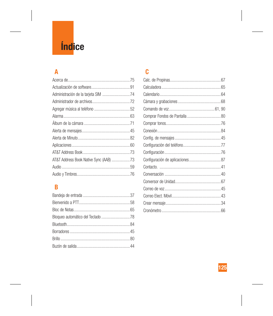 Índice | LG GU295 User Manual | Page 251 / 258