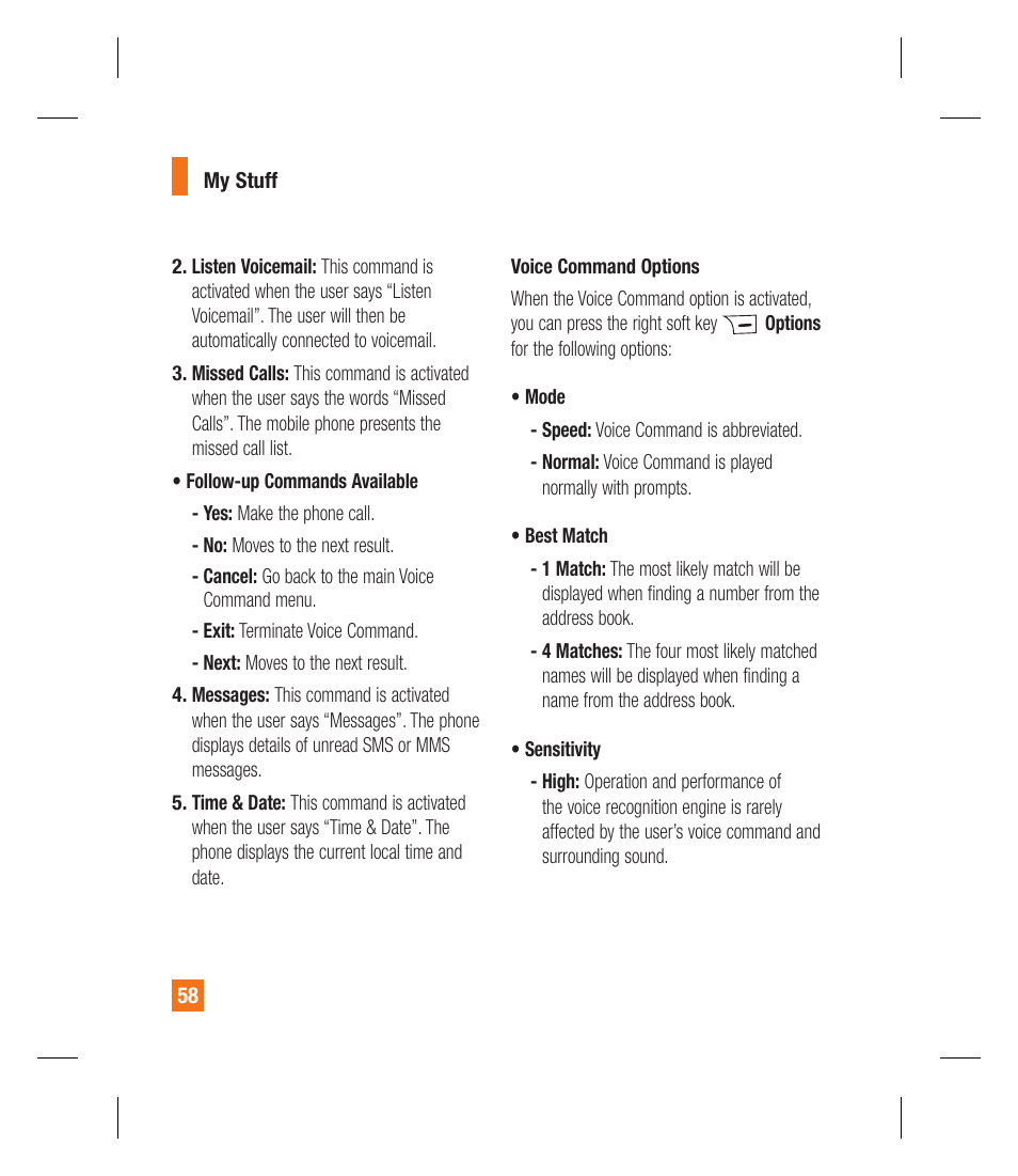 LG GU295 User Manual | Page 62 / 258