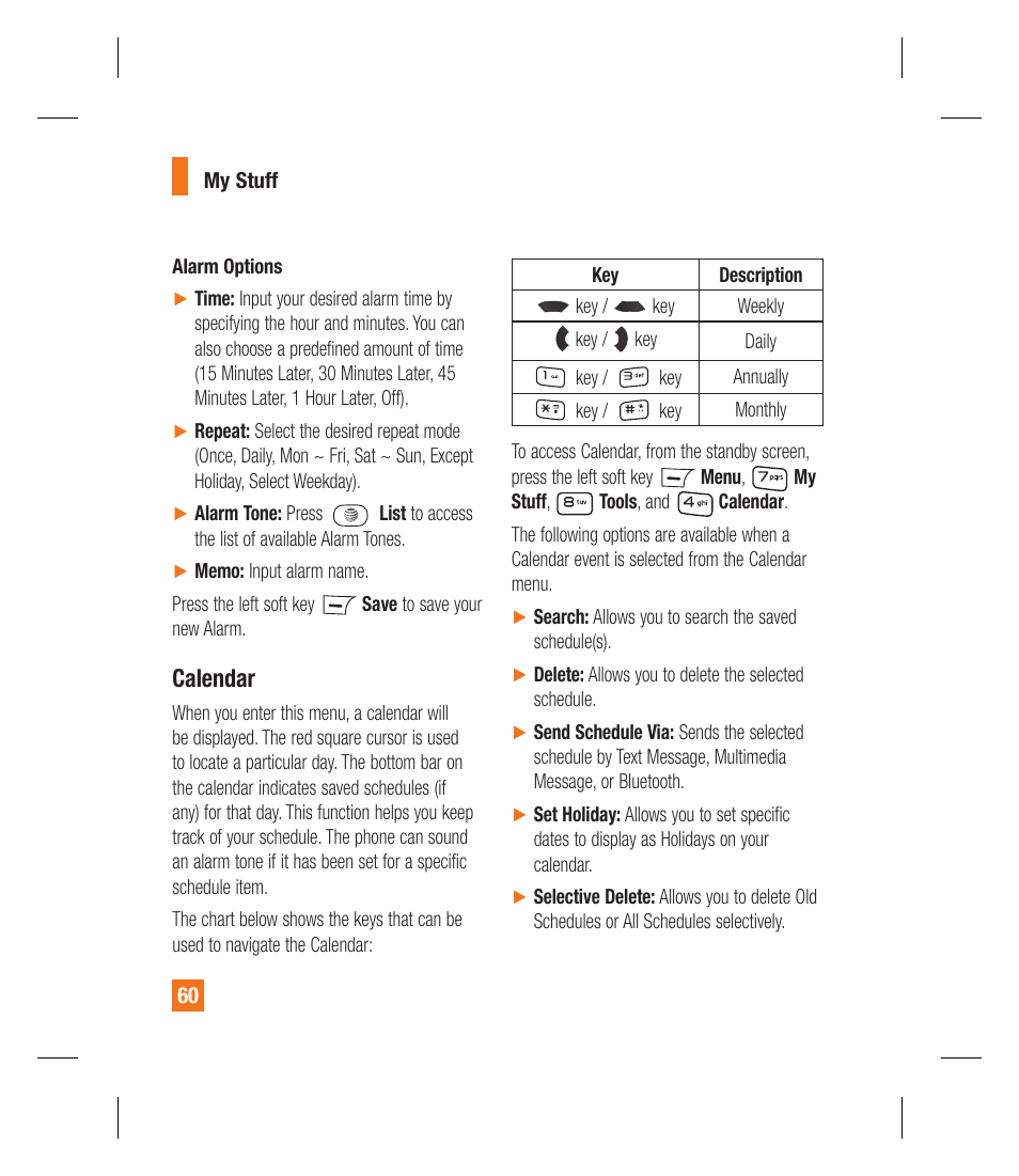 Calendar | LG GU295 User Manual | Page 64 / 258