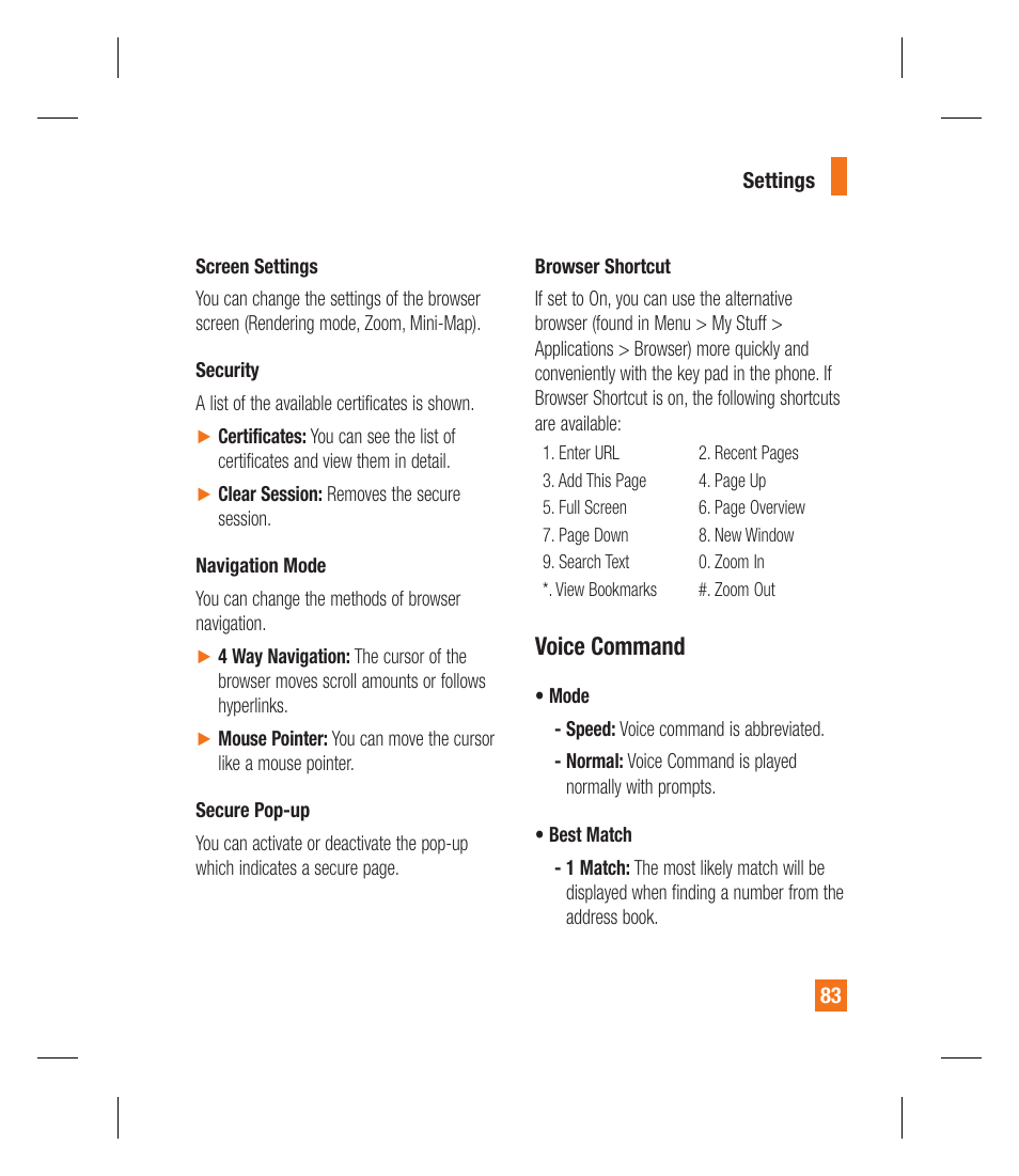 Voice command | LG GU295 User Manual | Page 87 / 258