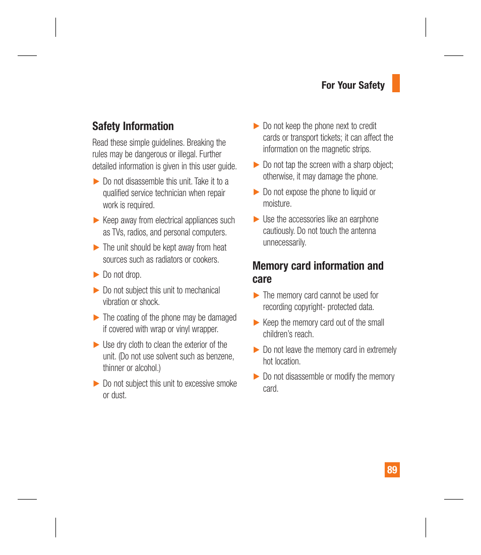 Safety information | LG GU295 User Manual | Page 93 / 258