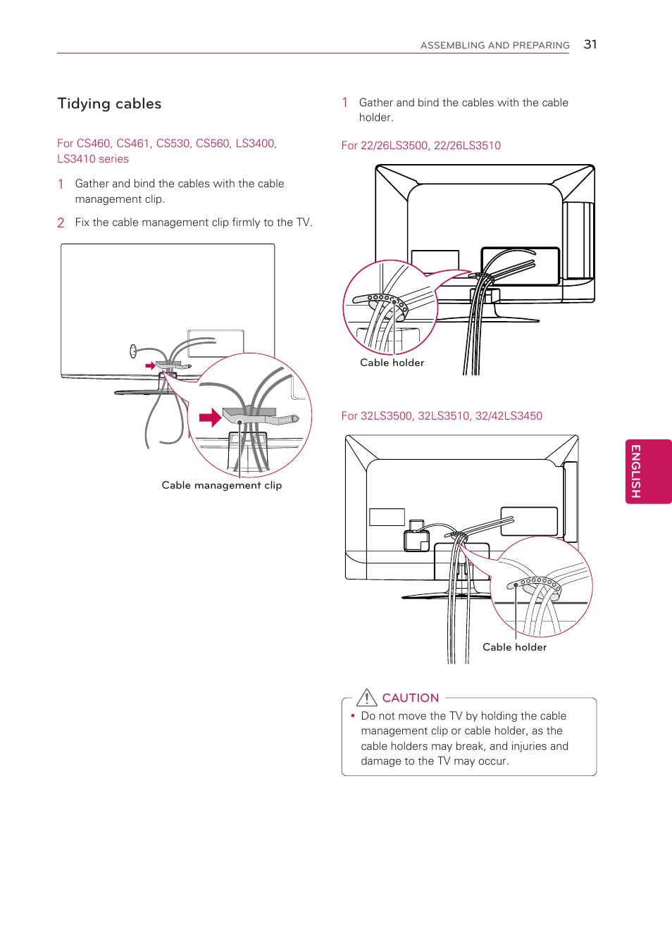 Tidying cables, See p.31) | LG 42LS3400 User Manual | Page 31 / 72