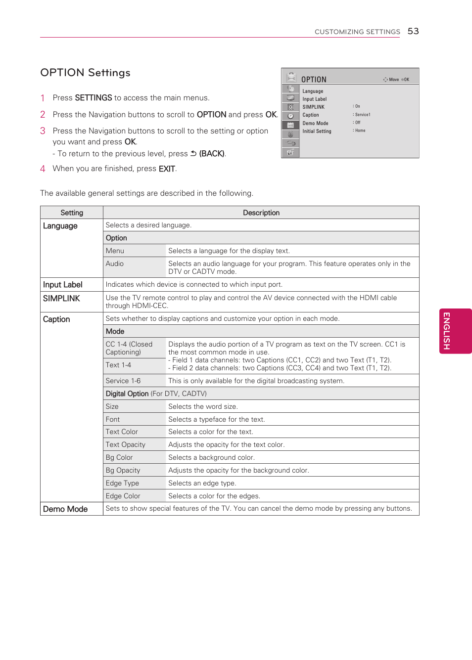 Option settings, See p.53) | LG 42LS3400 User Manual | Page 53 / 72